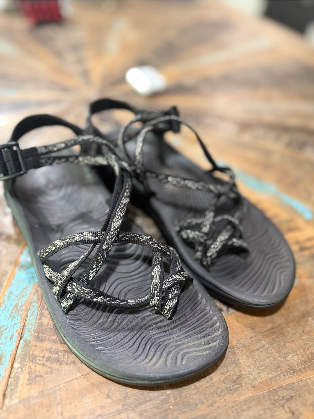 Chaco Black and Gray Strappy Sandals women size 9
